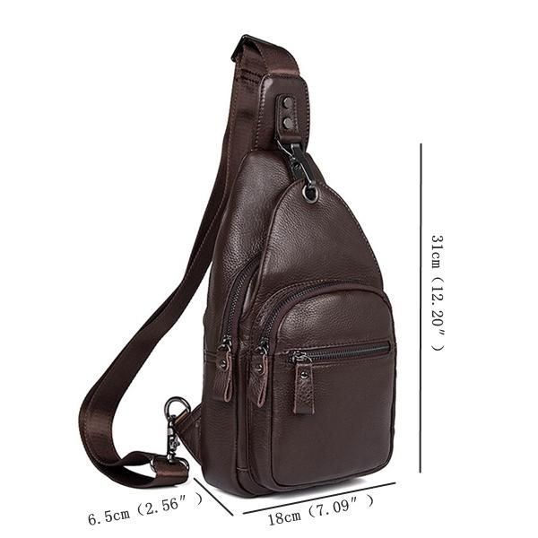 Bolso Bandolera De Cuero Genuino De Gran Capacidad Bolso De Pecho Informal Para Hombres