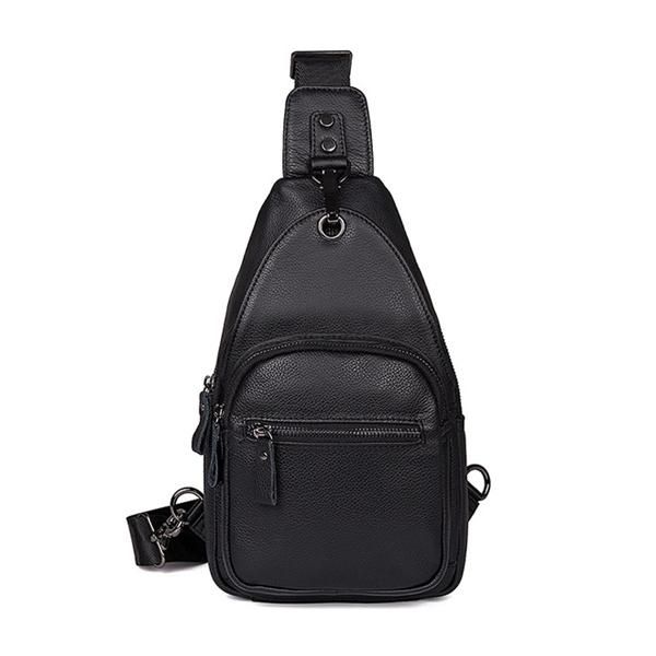 Bolso Bandolera De Cuero Genuino De Gran Capacidad Bolso De Pecho Informal Para Hombres