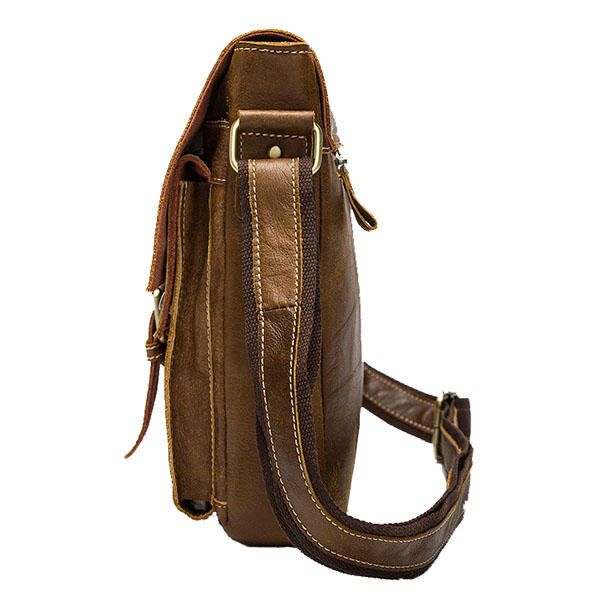 Bolso Bandolera De Cuero Genuino Mate Retro Bolso De Hombro De Negocios De Ocio