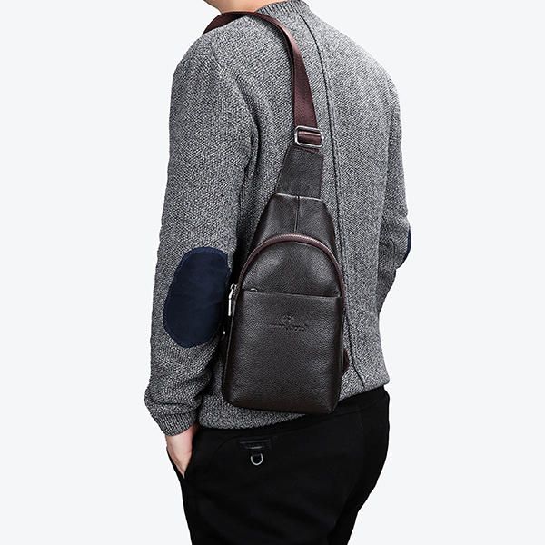 Bolso Bandolera De Cuero Genuino Para Hombre