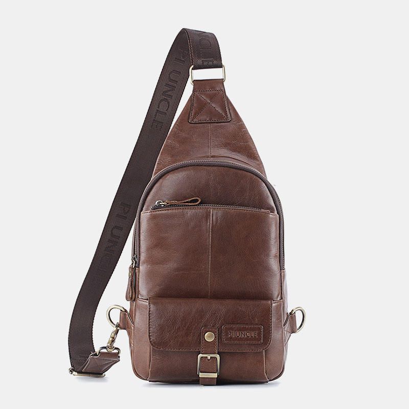 Bolso Bandolera De Cuero Genuino Para Hombre