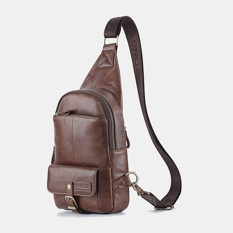 Bolso Bandolera De Cuero Genuino Para Hombre