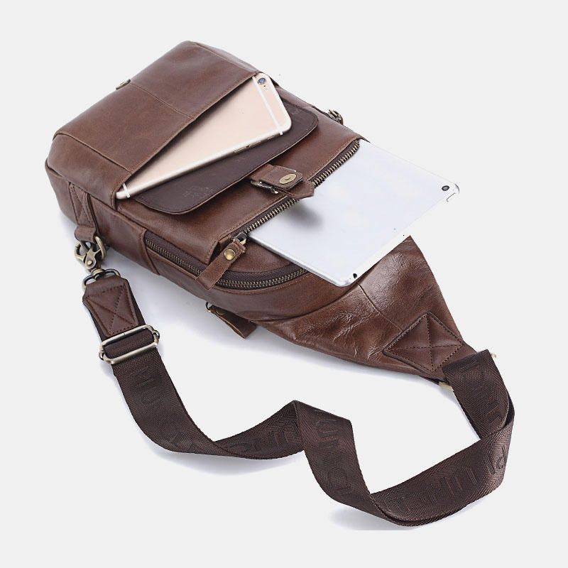 Bolso Bandolera De Cuero Genuino Para Hombre