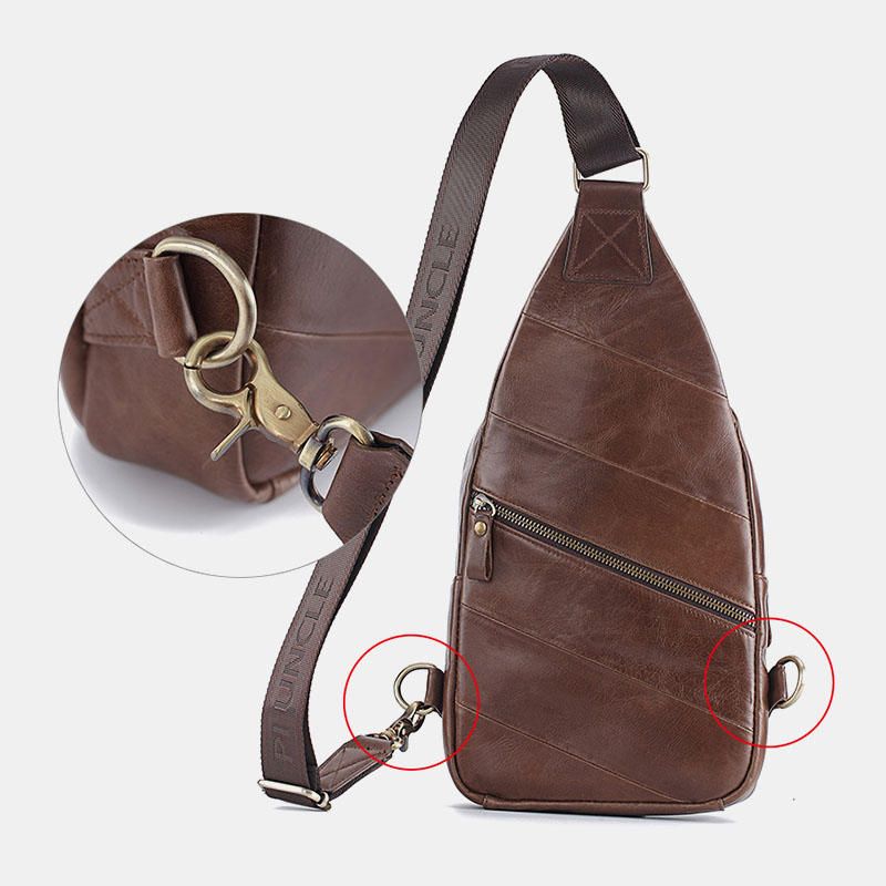 Bolso Bandolera De Cuero Genuino Para Hombre