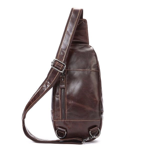 Bolso Bandolera De Cuero Genuino Para Hombre Mochila Retro De Ocio Al Aire Libre