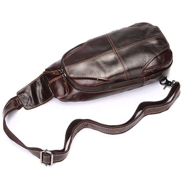 Bolso Bandolera De Cuero Genuino Para Hombre Mochila Retro De Ocio Al Aire Libre