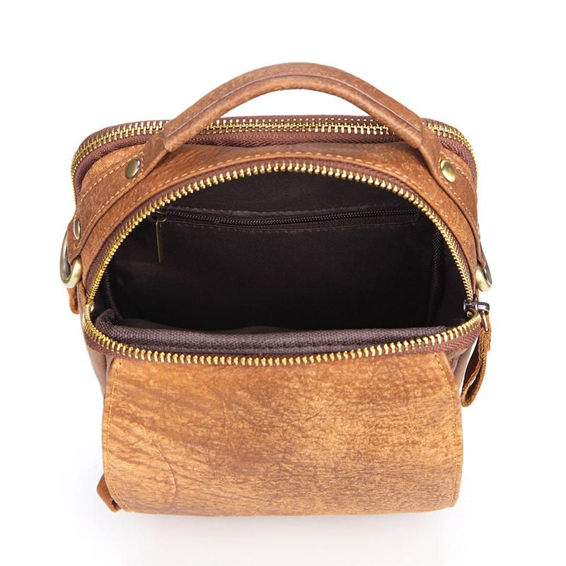 Bolso Bandolera De Cuero Genuino Para Hombre Bolso Vintage Con Múltiples Ranuras