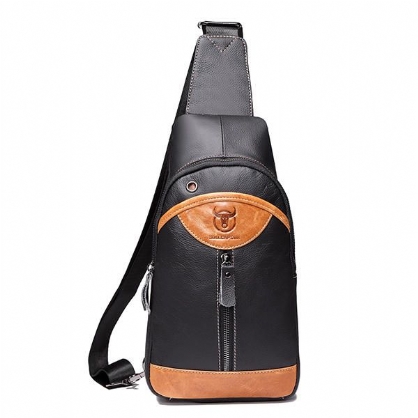 Bolso Bandolera De Cuero Genuino Para Hombres De Gran Capacidad Bolso De Pecho Informal