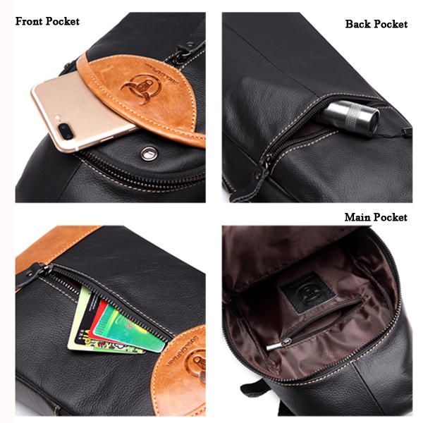 Bolso Bandolera De Cuero Genuino Para Hombres De Gran Capacidad Bolso De Pecho Informal