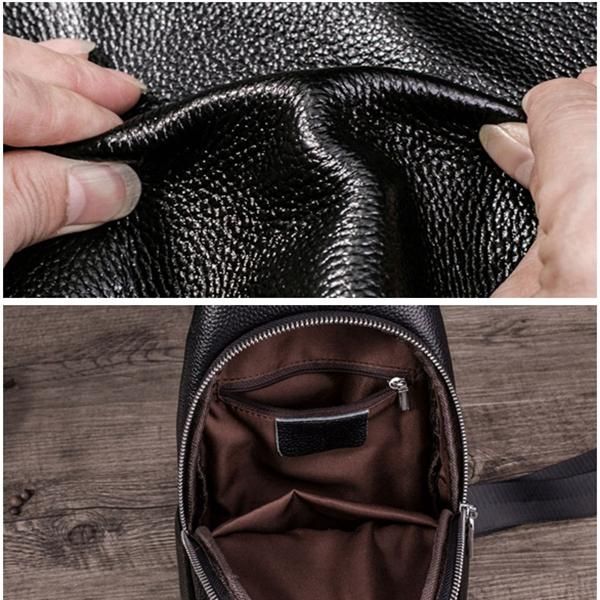 Bolso Bandolera De Cuero Genuino Para Negocios De Gran Capacidad