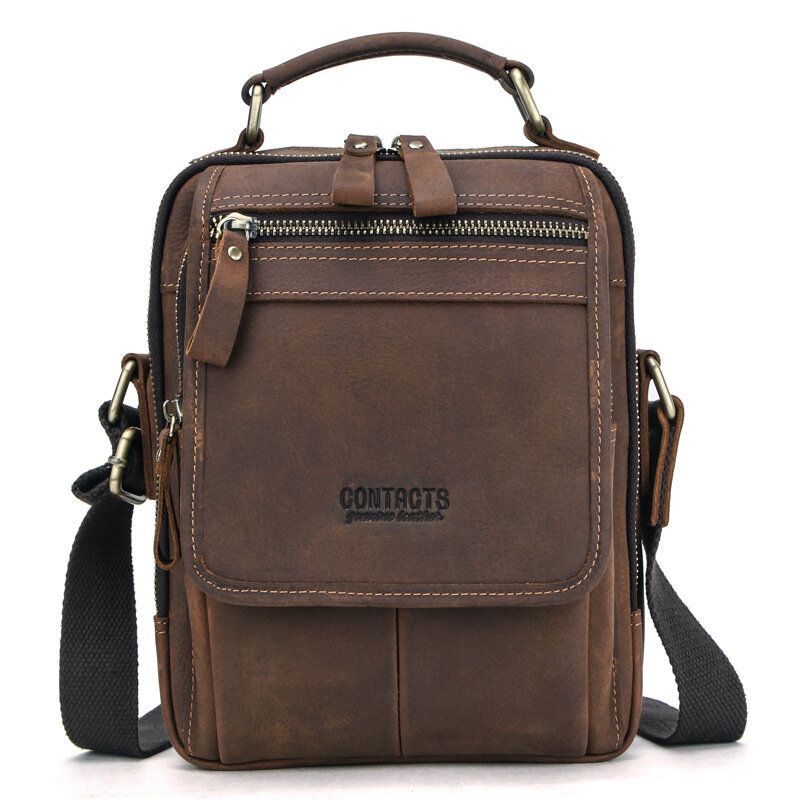 Bolso Bandolera De Cuero Genuino Retro Vintage Para Hombre