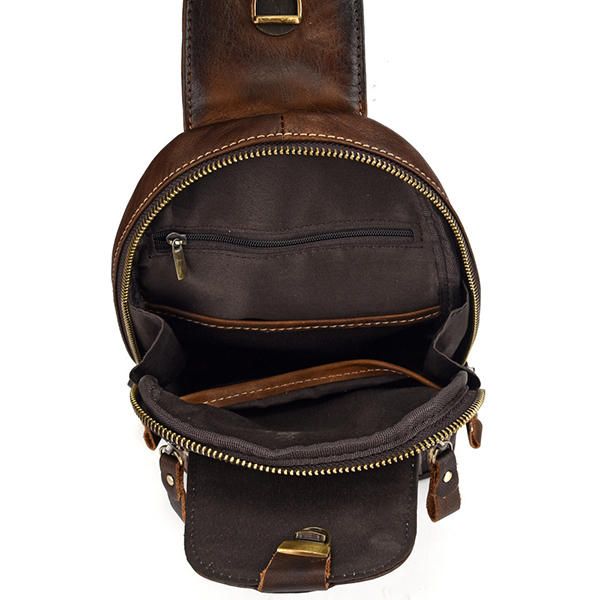 Bolso Bandolera De Cuero Genuino Vintage Cepillado Para Hombre