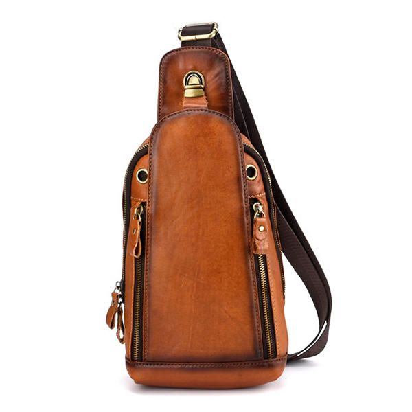 Bolso Bandolera De Cuero Genuino Vintage Cepillado Para Hombre