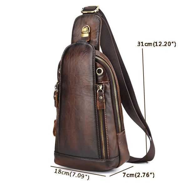 Bolso Bandolera De Cuero Genuino Vintage Cepillado Para Hombre