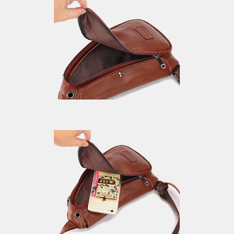 Bolso Bandolera De Cuero Genuino Vintage De Diseño Único Para Hombre