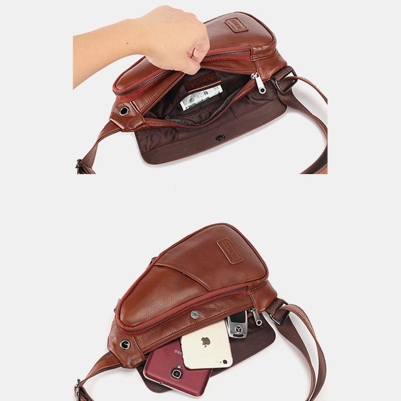 Bolso Bandolera De Cuero Genuino Vintage De Diseño Único Para Hombre