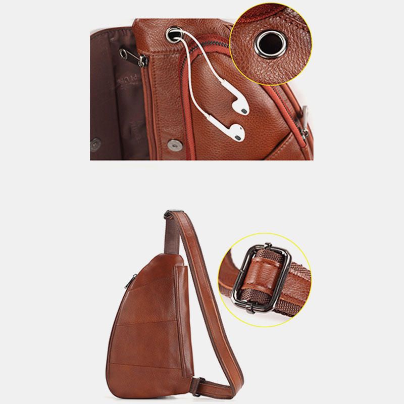 Bolso Bandolera De Cuero Genuino Vintage De Diseño Único Para Hombre