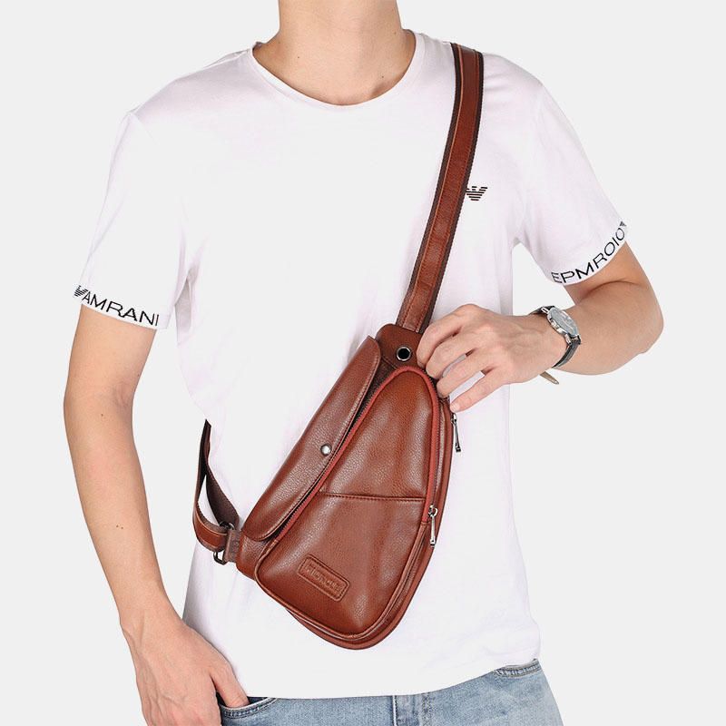 Bolso Bandolera De Cuero Genuino Vintage De Diseño Único Para Hombre