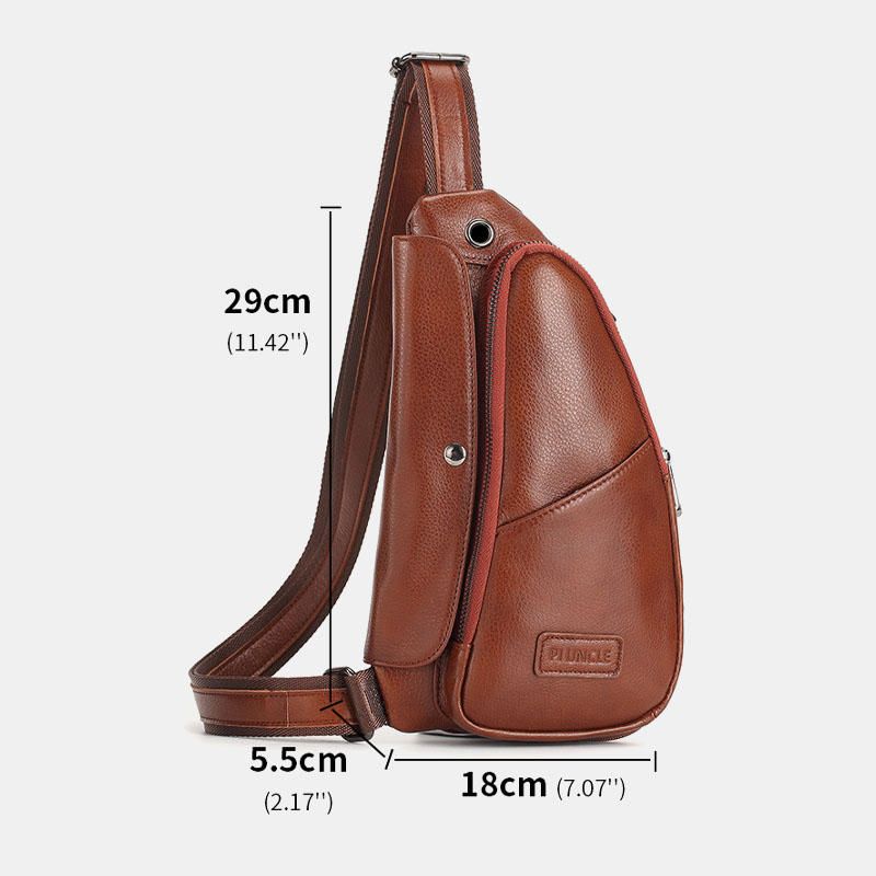 Bolso Bandolera De Cuero Genuino Vintage De Diseño Único Para Hombre