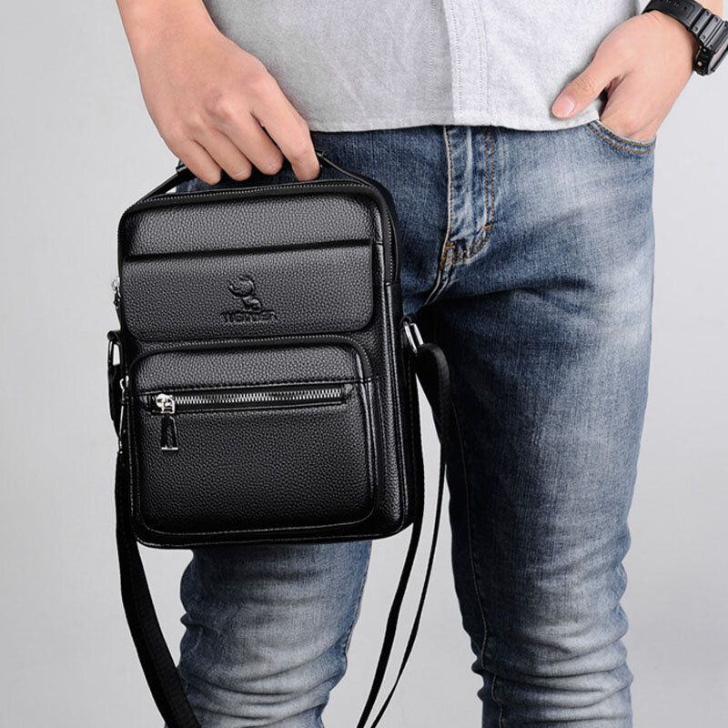 Bolso Bandolera De Cuero De Imitación Para Hombre Busienss Retro Multi-carry Handbag