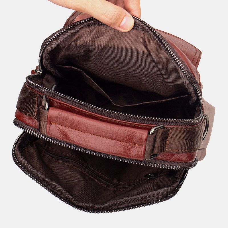 Bolso Bandolera De Cuero De Negocios Retro De Cuero Genuino Para Hombre