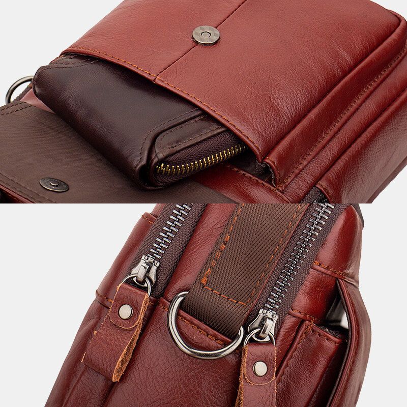 Bolso Bandolera De Cuero De Negocios Retro De Cuero Genuino Para Hombre