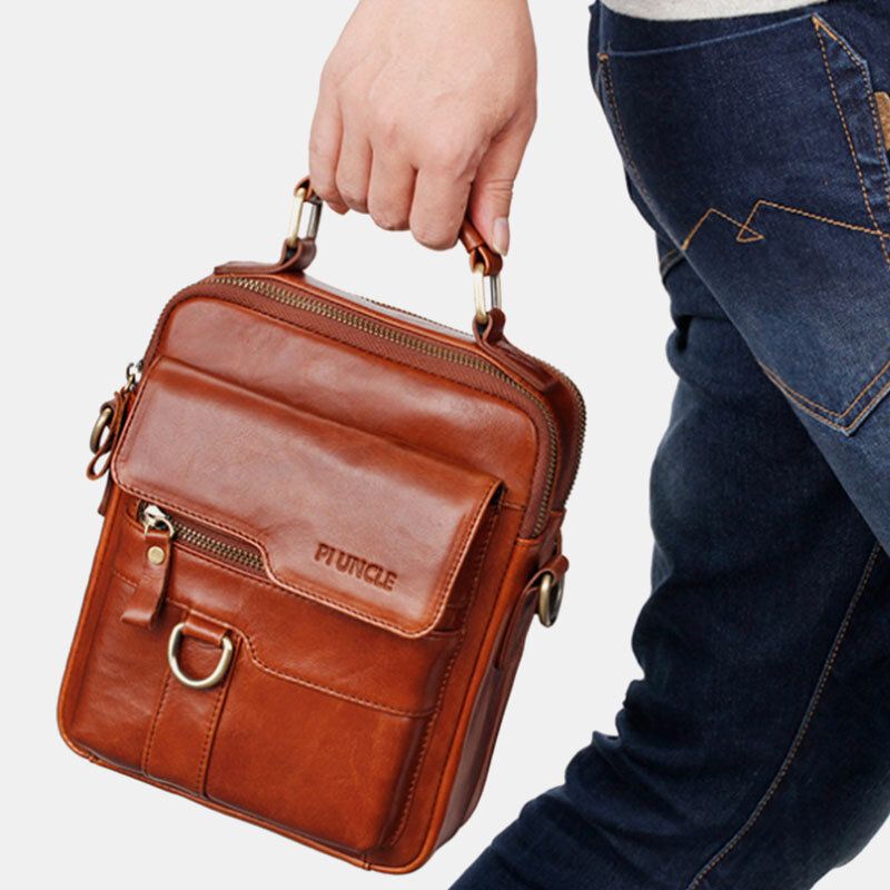 Bolso Bandolera De Gran Capacidad De Cuero Genuino Para Hombre Bolso Bandolera Bolso Bandolera