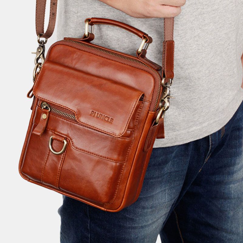 Bolso Bandolera De Gran Capacidad De Cuero Genuino Para Hombre Bolso Bandolera Bolso Bandolera