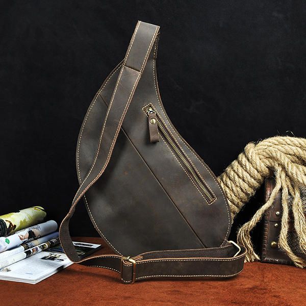 Bolso Bandolera De Gran Capacidad En Piel Auténtica Para Hombre