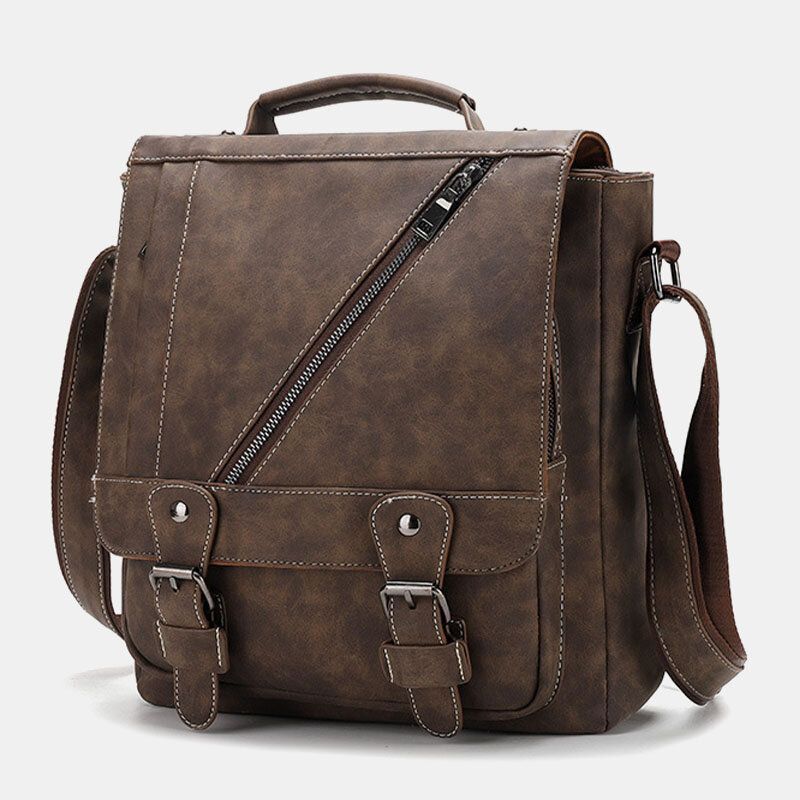 Bolso Bandolera De Gran Capacidad Retro De Piel Sintética Para Hombre