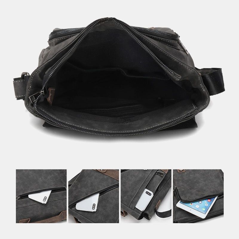 Bolso Bandolera De Gran Capacidad Retro De Piel Sintética Para Hombre