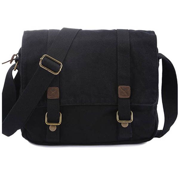 Bolso Bandolera Grande De Piel De Vaca De Lona Informal Para Hombre