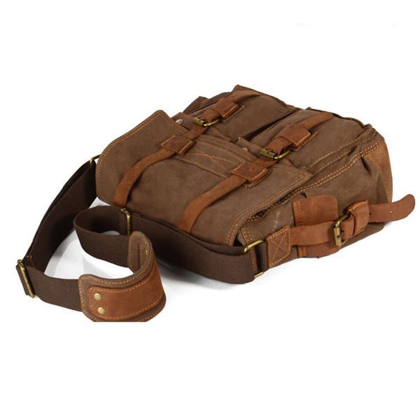 Bolso Bandolera De Hombro Informal Grande De Cuero Genuino De Lona Para Hombre