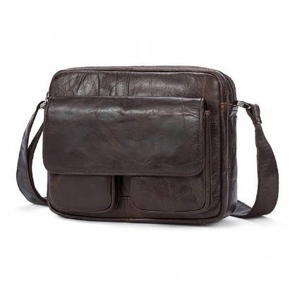 Bolso Bandolera De Hombro De Moda Retro De Ocio De Cuero Genuino Para Hombre