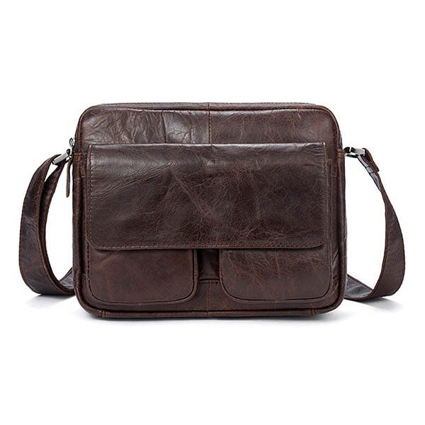 Bolso Bandolera De Hombro De Moda Retro De Ocio De Cuero Genuino Para Hombre