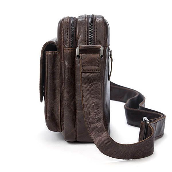 Bolso Bandolera De Hombro De Moda Retro De Ocio De Cuero Genuino Para Hombre