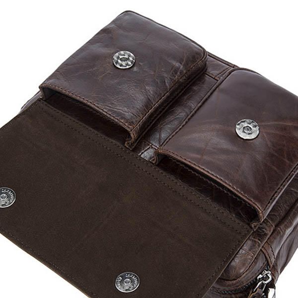 Bolso Bandolera De Hombro De Moda Retro De Ocio De Cuero Genuino Para Hombre