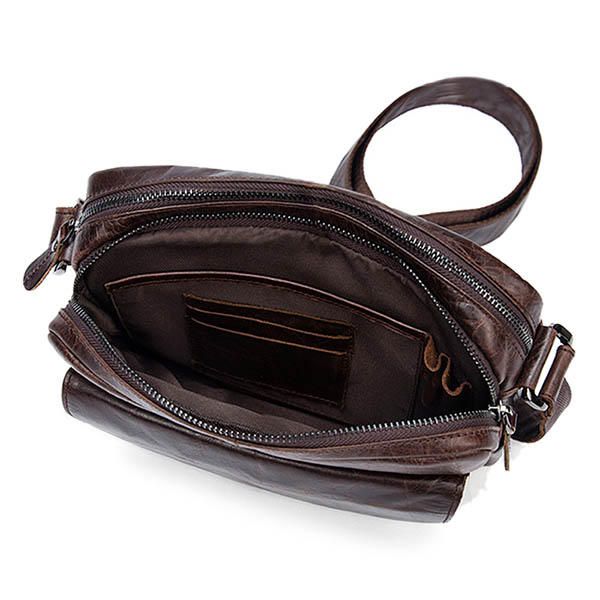 Bolso Bandolera De Hombro De Moda Retro De Ocio De Cuero Genuino Para Hombre