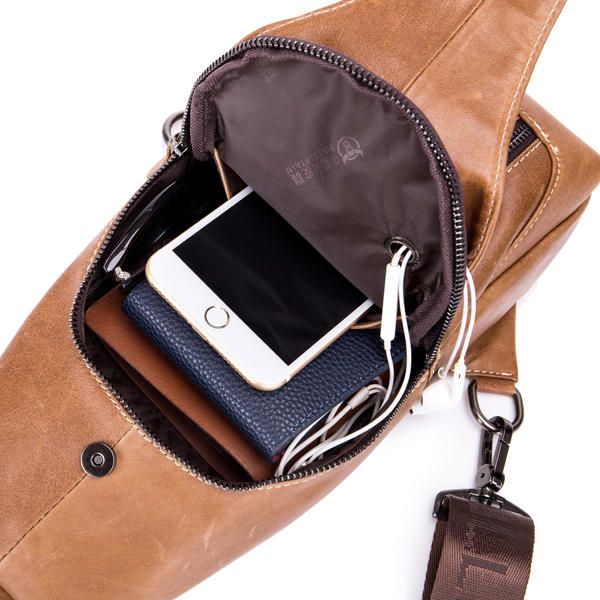 Bolso Bandolera Informal De Negocios De Gran Oferta De Cuero Genuino Para Hombre