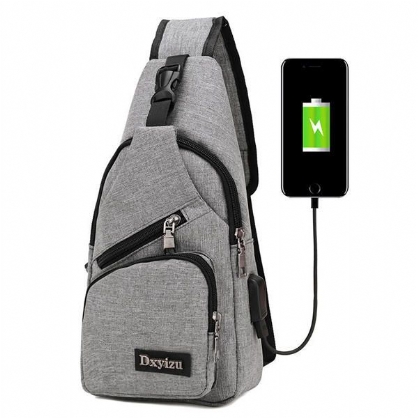 Bolso Bandolera Informal Para Hombre Bolso Bandolera De Hombro En El Pecho De Viaje Al Aire Libre Con Puerto Usb