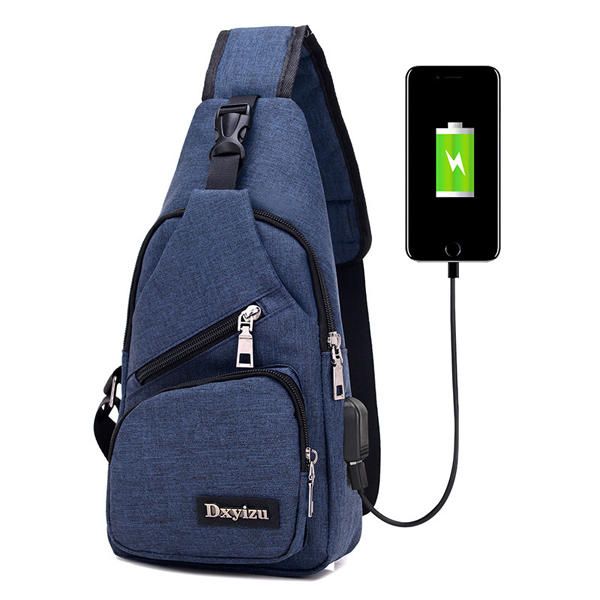 Bolso Bandolera Informal Para Hombre Bolso Bandolera De Hombro En El Pecho De Viaje Al Aire Libre Con Puerto Usb