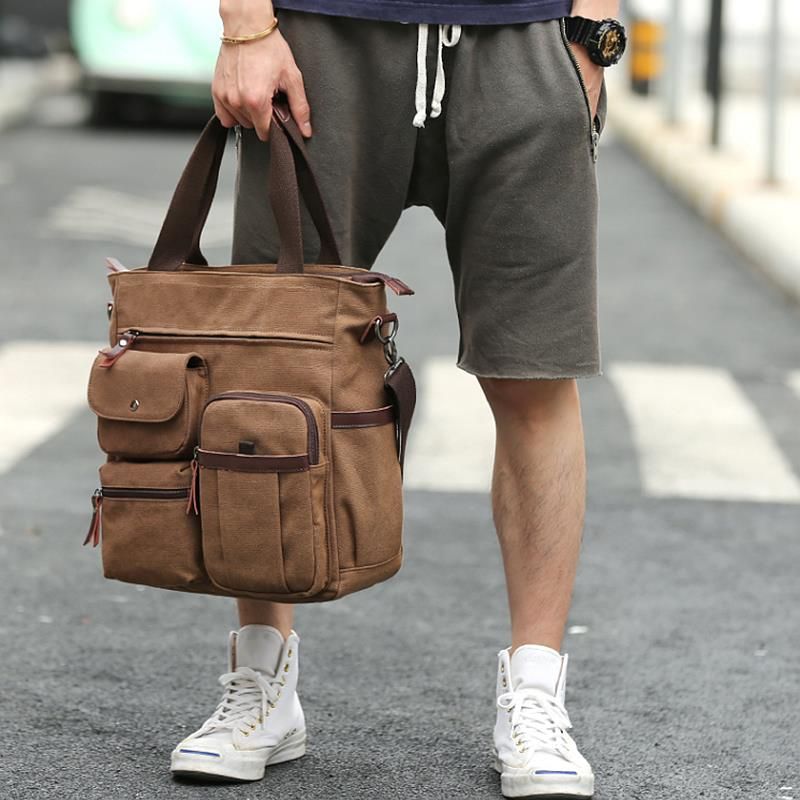 Bolso Bandolera De Lona De Gran Capacidad Con Múltiples Ranuras Para Hombre