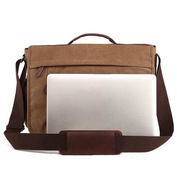 Bolso Bandolera De Lona De Gran Capacidad Para Ordenador Portátil De Negocios Bolso Bandolera Para Hombre