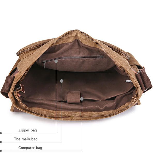 Bolso Bandolera De Lona De Gran Capacidad Para Ordenador Portátil De Negocios Bolso Bandolera Para Hombre