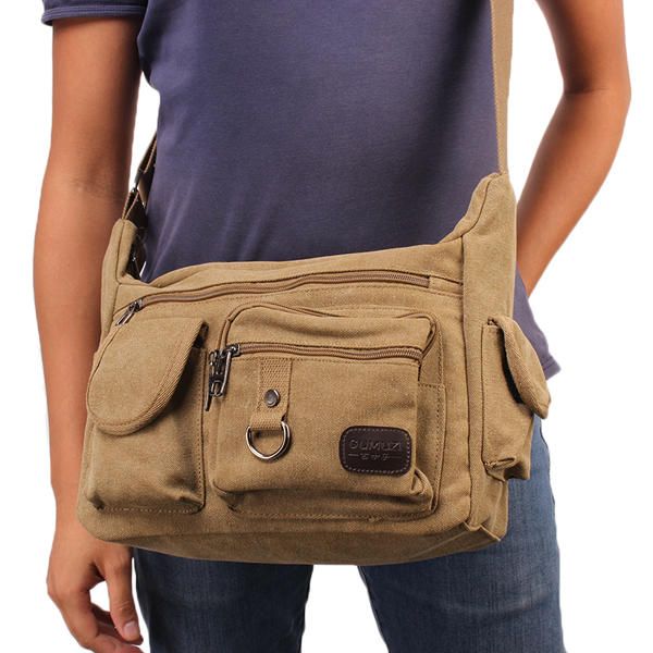 Bolso Bandolera De Lona Informal Para Hombre De Gran Capacidad Bolso Bandolera De Viaje