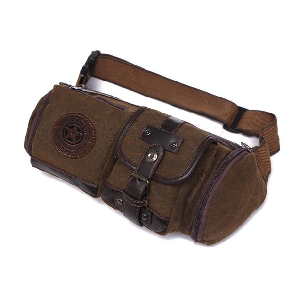 Bolso Bandolera De Lona Para Hombre Bolsillo De Cintura De Estilo Vintage