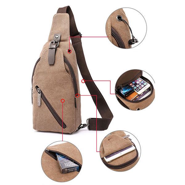 Bolso Bandolera De Lona Para Hombre Deporte Al Aire Libre Paquete De Pecho Informal Bolso Bandolera Swagger