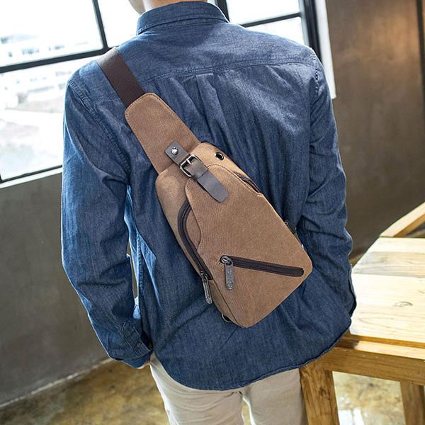 Bolso Bandolera De Lona Para Hombre Deporte Al Aire Libre Paquete De Pecho Informal Bolso Bandolera Swagger