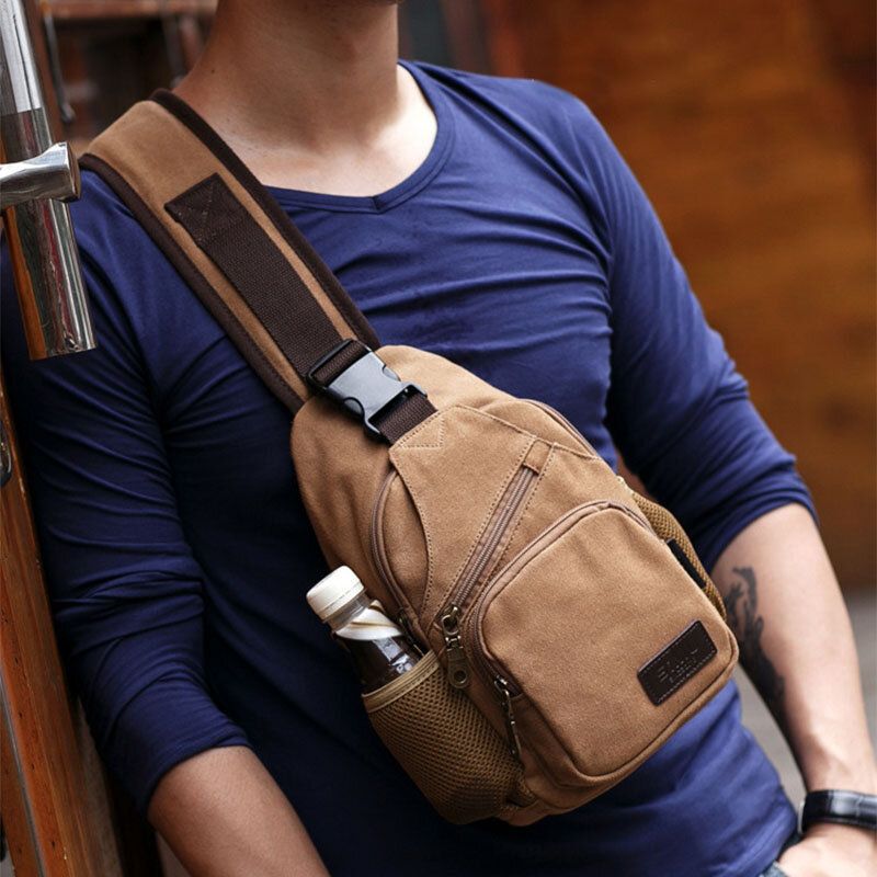 Bolso Bandolera De Lona Vintage Para Hombre Bolso Bandolera Bolso En El Pecho