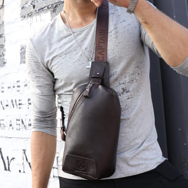 Bolso Bandolera Marrón De Cuero Genuino Para Hombre Bolso Bandolera Informal Para Ipad